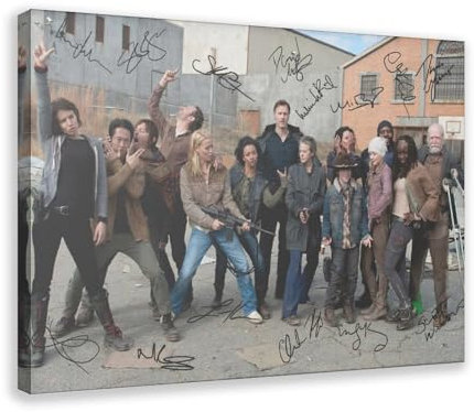 THEGIS The Walking Dead Cast Autogramm 2 Leinwand Poster Wandkunst Dekor Druck Bild Gemälde für Wohnzimmer Schlafzimmer Dekoration Rahmenstil 40 x 60 cm