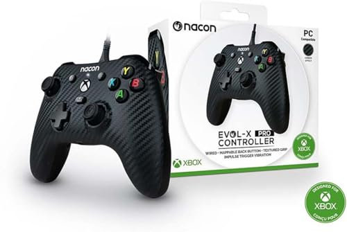Nacon Manette filaire EVOL-X effet carbon pour Xbox Series X/S, compatible PC avec un câble détachable de 3 mètres