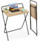COSTWAY Folding Computer Desk, 64 x 43 x 80 cm No-Assembly Simple PC Laptop Table Writing Workstation, Wooden Metal Frame Space Saving Home Office Work Study Desk（Natural, 1 Tier