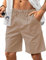 HMIYA Kurze Hosen Herren Leinen Shorts Leichte Bermuda Sommershorts Atmungsaktiv Leinenhose Kurz mit Taschen(Dunkelbraun,EU-L)