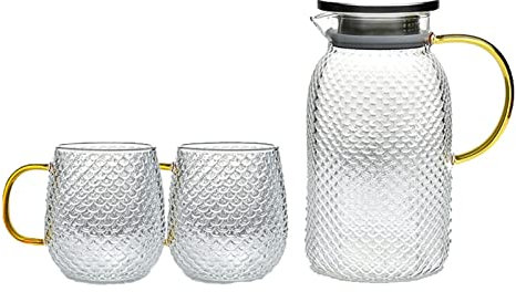 Jarras Agua El pote de cristal de agua con jugo de Copa transparente resistente al calor tetera Flor juego de té caliente Inicio en frío jarro de agua envase de bebidas Jarra de Té Helado