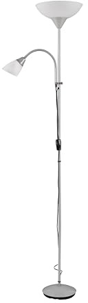 lightling Stehlampe Enzo mit Schnur- und Fußschalter, getrennt schaltbar, exkl. 1 x E27/E14 max. 150W/40W, Ø 28 cm, Höhe 180 cm, Metall, titanfarbig