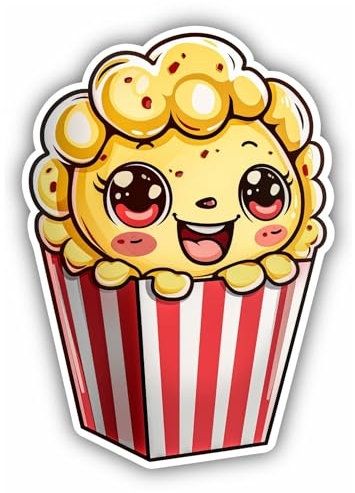 Samunshi® Süßes Kawaii Popcorn Sticker Anime Candy Autoaufkleber für Motorrad Fahrrad Roller oder Auto Sticker Fahrrad Mtb Mountainbike Rennrad Comic Cartoon Retro Aufkleber 7x10cm