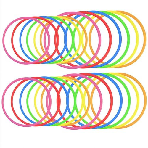 24 Stück Kunststoff Toss Ringe für Ring Toss Spiel, Drinnen draußen Kinder Target Übungsspiele, Karneval Party Favor Spiele, Karneval, Garten (4 Größe)
