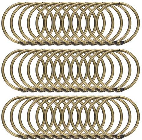 sourcing map 36pcs Shower Curtain Rings, 1.5 Inch ID Iron Round Snap Shower Curtain Hooks Glide Smoothly Shower Hooks for Bathroom Shower Curtain Rods, Bronze