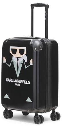 Karl Lagerfeld Paris Erweiterbare Spinner Hardside Karl in A Box Koffer, Schwarz, Schwarz, Erweiterbare Spinner Hardside Karl in a Box Koffer
