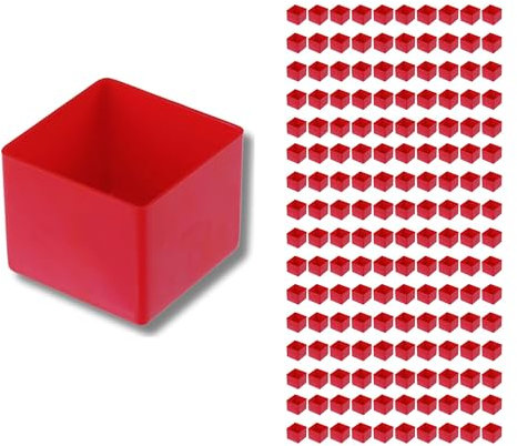 Hünersdorff 160 St. Einsatzbox 54 x 54 x 45mm (L x B x H) - Einsatzkasten - Set für individuellen Bestückung von Sortimentskästen, Kleinteile-Koffern, Schubladen und Schränken - Rot