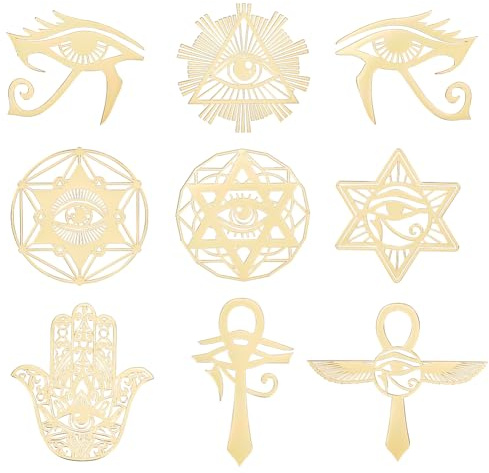 OLYCRAFT 9 Stück 4x4cm Goldene Metallaufkleber Auge von Ägypten Metallaufkleber Selbstklebende Aufkleber Religiöse Themen Epoxidaufkleber Allsehendes Auge Pyramidenaufkleber
