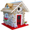 Xchon Cottage Vogelhaus zum Aufhängen für draußen mit Seil Similation Holz Deko Vogelfutterhaus für Kolibris