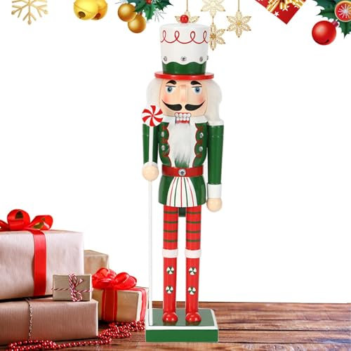 Figura in legno Schiaccianoci, Statua Schiaccianoci da scrivania - Statuetta di burattino Schiaccianoci da tavolo Statua in legno in legno | Decorazione stagionale indipendente per un'atmosfera festos