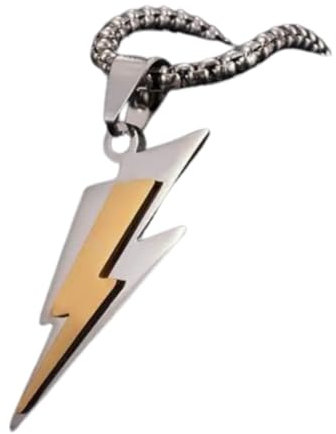 BISONBLUE Halskette Herren Anhänger Dame Schmuck Chain Ketten Doppellagige Halskette Mit Blitz-Anhänger Für Herren Und Damen, Punk, Hip Hop, Rock, Al4544, Gold