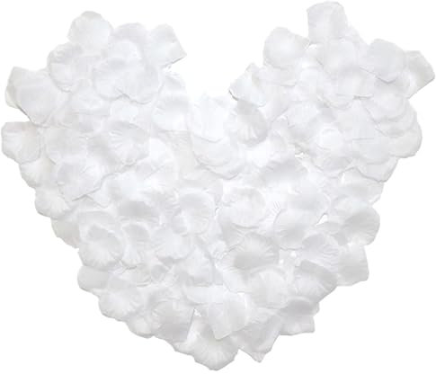 OMJMYY 4000 Pezzi Petali di Rosa Finti Bianchi in Seta per Matrimonio, Fidanzamento, San Valentino - Decorazione Romantica