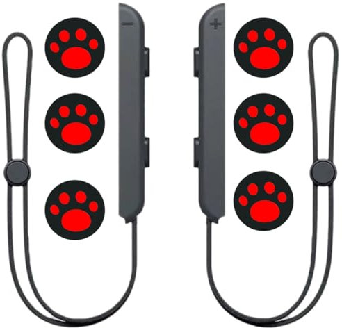 IKOPFLN Links Rechts Gamepad Handschlaufe ABS Griff Armband Gamecontroller Handschlaufe für OLED Gamecontroller für Joy Con Controller mit 6 Niedliche Joystick-Kappen