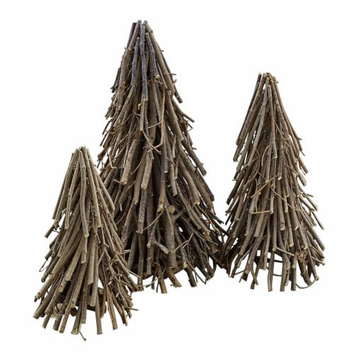 Loberon Deko-Baum 3er Set Orilev, braun | DREI Größen, Natürlicher Charme, Rustikale Note, Winterstimmung, Dekoobjekte, Haselnusszweige