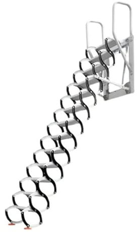 Wall Mounted Folding Ladder Pull Down Attic Stairs,Retractable Attic Ladder 120-132in Attic Steps Carbon Steel