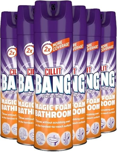 Cillit Bang Magic Foam Bathroom Cleaner, Powerful Active Formula, Brilliant Shine, Time-Saving, 600ml, Pack of 3, Ultimate Power Cleaning Solution.