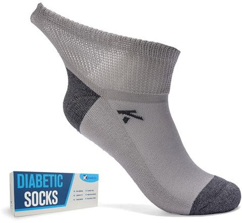 KWUKOTY 3 Paar Diabetiker Socken mit gepolsteter Sohle, nicht einschnürend, nahtlos für Herren und Damen