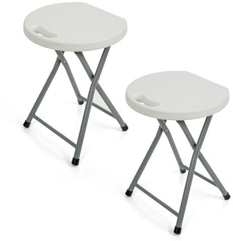 Crystals Folding Stools – Heavy-Duty Foldable Plastic Stools for Kitchen, Camping, Desk, or Outdoor Events – Lightweight Fold-Up Stool for Indoor/Outdoor Seating