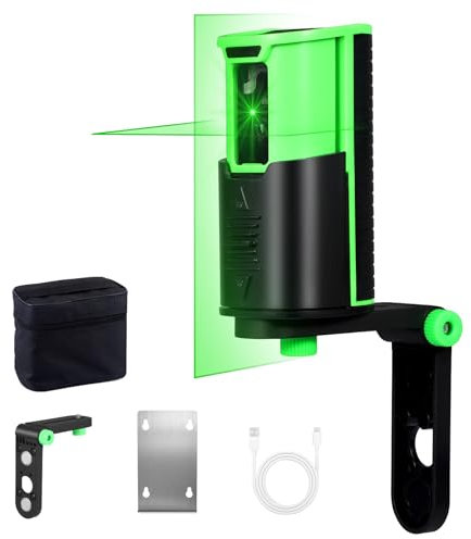 Green Laser Level, Self-Leveling Laser Level, Rechargeable Bubble Level, 150 Degree Light Diffusion and 3 Brightness Levels for Construction DIY Lightweight Outdoor Indoor Projects