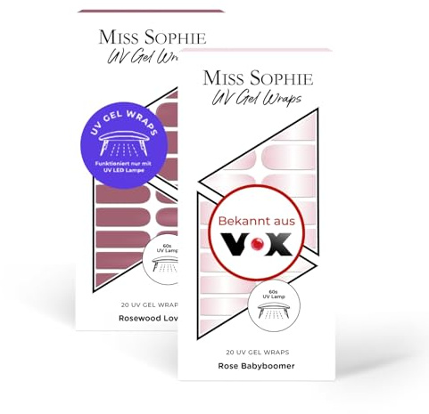 Original Miss Sophie UV 2er Set I Nagelaufkleber in Rosewood Love UV & Rose Babyboomer UV I Selbstklebende UV Nagelfolien I Kein Absplittern I Langer Halt I Schnelle & einfache Anwendung