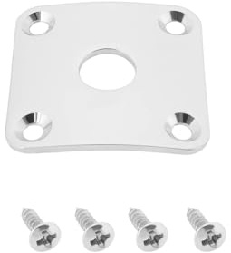 YINETTECH Tapa cuadrada de metal para guitarra eléctrica, 35 x 35 mm, apertura de 10 mm, con tornillos, compatible con Gibson Les Paul para jack de 1/4 pulgadas, color plateado