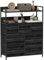 HOMCOM Bedroom Chest of Drawers, Fabric Dresser with 7 Drawers, Storage Organiser Unit with Open Shelves and Metal Frame for Living Room, Entryway, Black