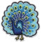 Dekorativer Pfau bestickter Aufnäher zum Aufbügeln, Blau und Grün, 5,1 cm