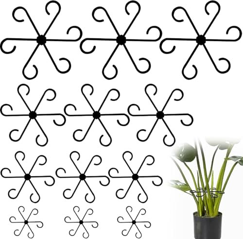 Satiskid 12pcs Reusable Plant Stem Supports for Indoor Plants, Plastic Monstera Supports Stakes Trellis Growth Accessories for Climbing Plant (Black)
