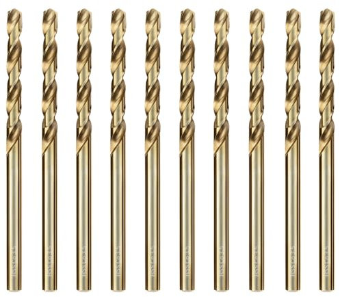 luwiscook HSS 5% Cobalt Jobber Drill Bit Set, 3.5mm 10pcs M35 Twist Drill Bits, 135° for Stainless Steel, Hard Metals, Cast Iron, Aluminium and Copper, Stored in A Plastic Box