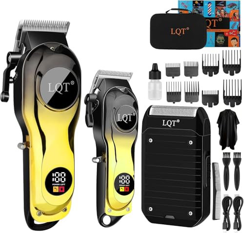 LQT Haarschneidemaschine Profi, Haarschneider Barttrimmer herren Elektrischer für Männer, Langhaarschneider Herren Barber Set, Barttrimmer Kit mit LED-Anzeige für wiederaufladbare USB