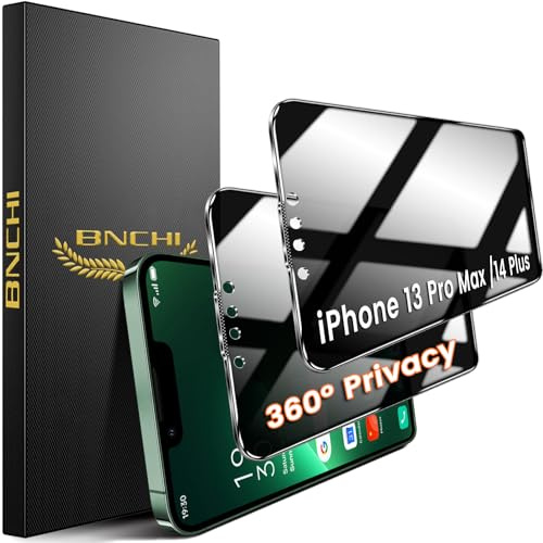 BNCHI 2 Stück 360° Privacy Schutzfolie für iPhone 13 Pro Max/14 Plus für Panzerglas Sichtschutz, 4 Way Blickschutz Panzer Folie Glas,9H Full Screen Displayschutz Folie,Anti Fingerabdruck, Bläschenfrei