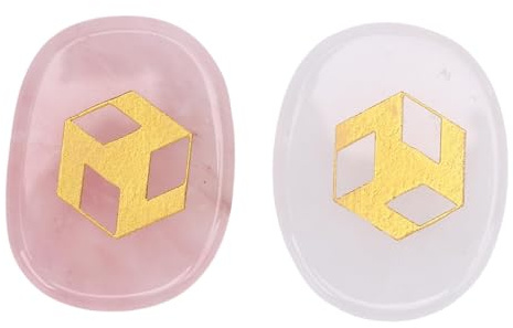 RIZGHWOY 2 Piezas de Piedras de Chakra Talladas con Símbolos Grabados, Piedra de Cristal Brillante para Bendiciones, Sala de Estar, Jarra de Pescado, Decoración de Frasco de