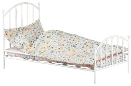 Vintage Metal Doll Bett | Vintage Metall Bettmodelldekor | Metall Construction Doll House Möbel für Kinderzimmer, Puppenhaus Hotel und Schlafzimmer
