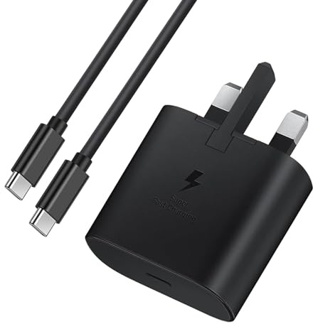 Type-C 25W Super Fast Charger Plug & Cable Fast Charging Adapter Plug with 3A 1.2M Type C Cable PD Quick Charge USB-C Power Delivery Rapid Charging Wall Charger for Phones Tablets Devices Black