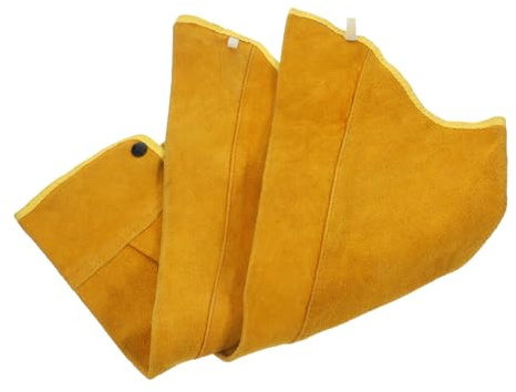 SAFIGLE Manguitos de Soldadura Resistentes al Calor de Piel de Vacuno Protección Antiquemaduras para Brazos Ligeros y Duraderos Amarillo con Cierre de Botón Protección Laboral para