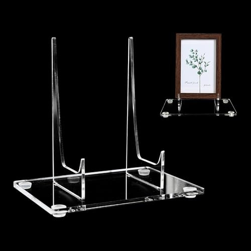 Acrylic Easel, Clear Plate Display Stand for Picture, Books, Photo | Acrylic Picture Frame Stands for Display, Tabletop Plate Holder Rack for Photo Card Magazine