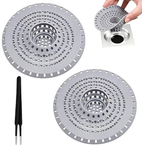 2 Stück Abflusssieb Silikon Haarsieb Dusche Universelles Haarfänger Abflusssieb Dusche Waschbecken Sieb Spülbecken Abfluss Sieb Sink Strainer Bodenabflussfilter für Badezimmer Badewanne und Küche