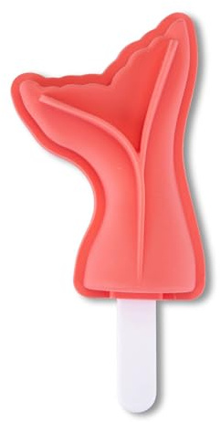 Fackelmann Stieleisform Meerjungfrau aus Silikon, zartes Rosa mit Deckel – Optimal für Kinder und Sommer, wiederverwendbar und spülmaschinengeeignet, 7 x 15 x 3 cm