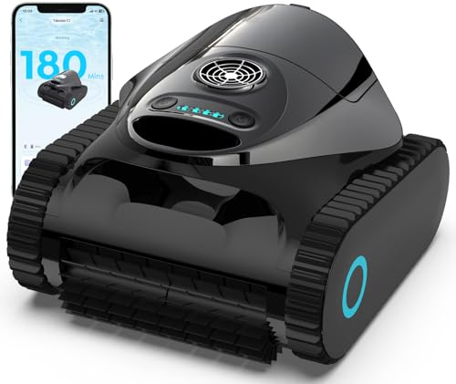 TALOSBO C1 Robot Piscina Limpiafondos y Paredes, Autonomía 180 min, Doble Filtración, 3 Motores, Succión Potente, Control por App, Robot Limpiafondos Piscina Inalámbrico 150㎡