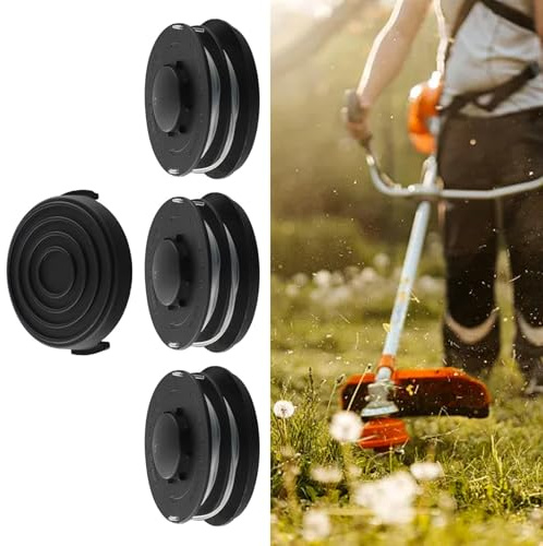ARMYJY Trimmerfaden-Spulen mit Kappenabdeckungs-Set für GC-ET 4530/RTV 400/550/GE-CT 4530, 3 Stück 5 m pro Spule, 1,4 mm Nylon