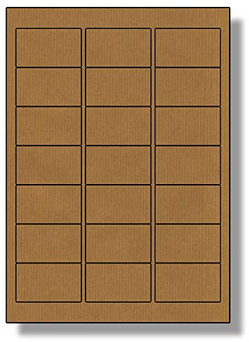 Label Planet® 21 Per Sheet, 5 Sheets (105 Brown Kraft Labels). Brown, Ribbed, Craft Paper Labels. 63.5 x 38.1mm, LP21/63 BRK.