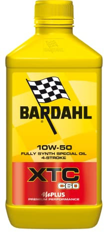 Bardahl - Huile moteur XTC C60 10W-50 pour moto 4 temps, contrecarre la formation des dépôts en assurant le nettoyage maximal du moteur, 100 % synthétique, 2 x 1 litre