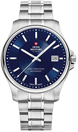 Swiss Military by Chrono Herren Uhr Armbanduhr Quarzwerk mit Edelstahl Metallarmband Analoge Herrenuhr Silber SM30200.03