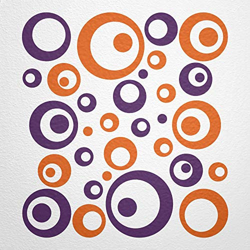 WANDfee Wandtattoo Kreise Punkte 50 Aufkleber FARBWUNSCH Wandaufkleber Kinderzimmer Fliesenaufkleber Badezimmer Küche lila orange