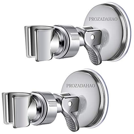 Adjustable Shower Head Holder, Bathroom Suction Cup Bracket for Handheld Shower, Removable Wall Mount (Silver-2)