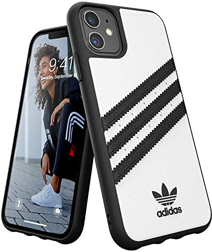 adidas 36291 Handyhülle Entwickelt für iPhone 11 Hülle, Fallgeprüfte Hüllen, stoßfeste erhöhte Kanten, Original Schutzhülle, Weiß und Schwarz Streifen