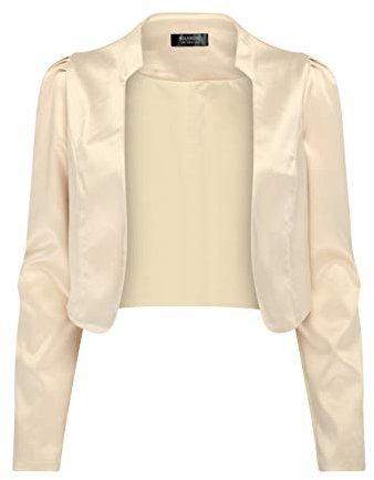 Bolerose formal Satin Langen Ärmel Bolero Jacke (Champagner, XL)