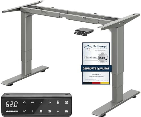 MAIDeSITe höhenverstellbarer Schreibtisch elektrisch mit 2 starken Motoren, tischgestell höhenverstellbar 3-stufige sowie auch 4 Memory-Steuerung mit Sitz-Steh-Erinnerungs - T2 Pro Plus
