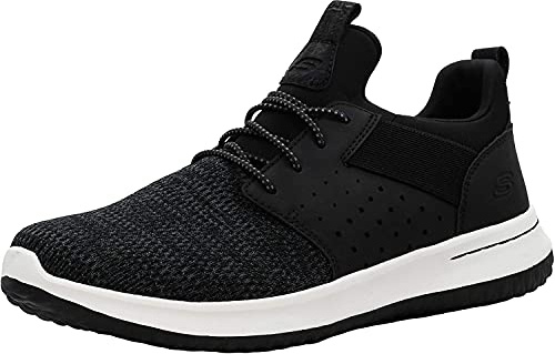 Skechers Men's Classic Fit Delson Camben Sneaker, Black/White, 11 M US