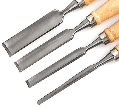Jeanoko Holzbearbeitung Meißel Set, 4PCS Holzbearbeitung Schnitzmeißel Schreiner Handschnitzmesser Zimmerei Werkzeuge